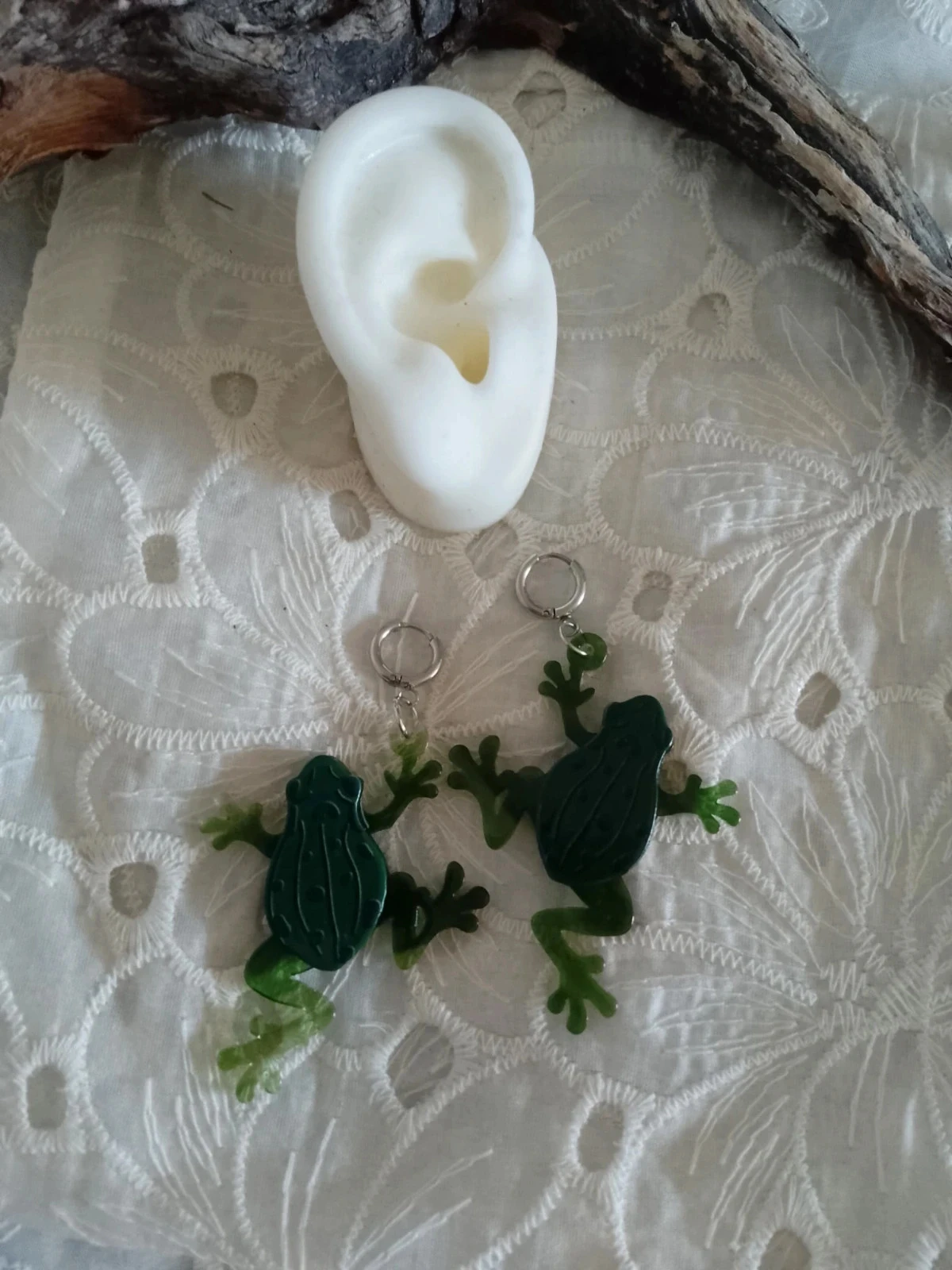 Créoles argentées grenouille – photo 2